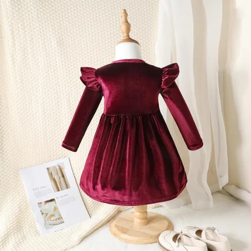 Miniatura 151 de IDOPIP Vestido tutú de terciopelo para niñas pequeñas, vestido de manga larga para princesa, Navidad, cumpleaños, fiesta, boda, vestidos de otoño e