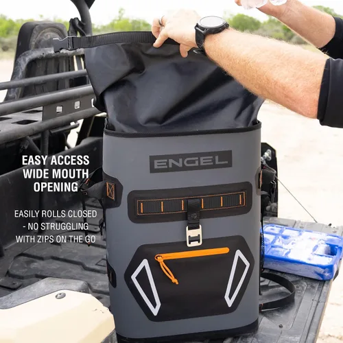 Miniatura 7 de Engel BP25 Hielera de alto rendimiento con tapa enrollable de 25 cuartos de galón para mochila