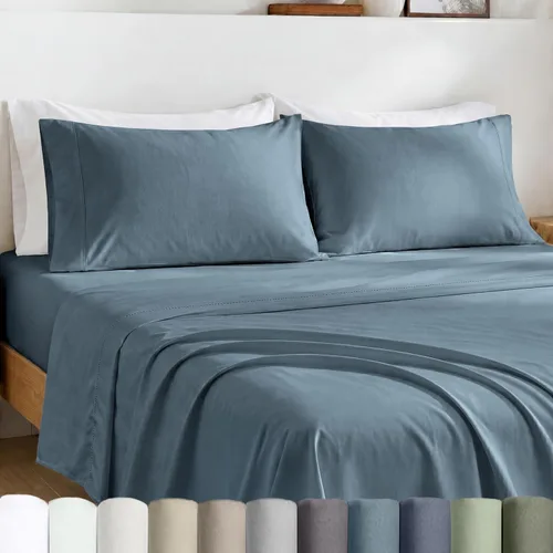 Miniatura 11 de California Design Den Juego de sábanas para cama King - Sábanas de percal de 100% algodón egipcio certificado, tamaño King con bolsillos profundos