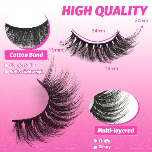 Miniatura 2 de Veleasha Pestañas 5D de Visón Sintético Pestañas Postizas Hechas a Mano Pestañas Cat Eye Pestañas Finas y Esponjosas Pestañas Postizas Ligeras