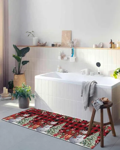 Miniatura 4 de Xmas Snowman Bath Mat for Tub,Non Slip Bathroom Floor Runner Rug Quick Dry & Absorbent Diatomaceous Earth Shower Sink Kitchen Washable