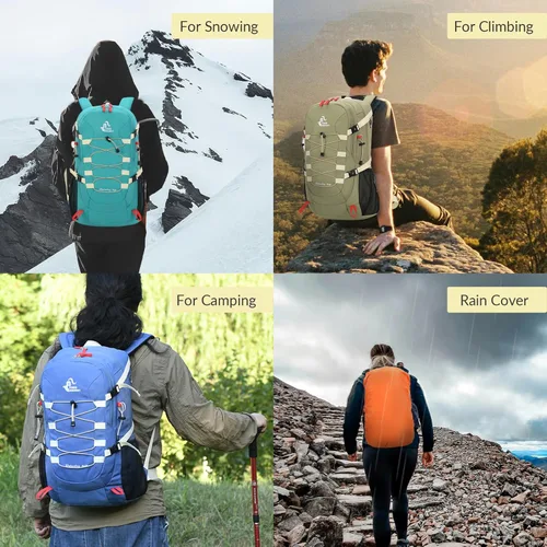 Miniatura 7 de Bseash 40L Mochila impermeable de senderismo y camping con funda para lluvia, mochila de deporte al aire libre para viajes, mochila de día