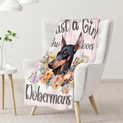 Miniatura 2 de Doberman - Manta suave, mullida y cálida, manta pequeña de 30 x 40 pulgadas para sofá, oficina, regalo verde lindo para los amantes de los perros