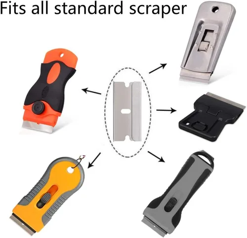 Miniatura 2 de EHDIS 100 cuchillas de afeitar – Cuchillas de afeitar de acero inoxidable con borde recto para rascador de pintura, cortador de caja, uso industrial