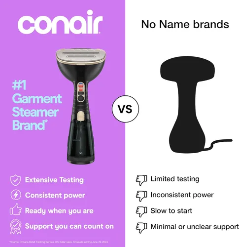 Miniatura 2 de Conair Vaporizador de mano para ropa, Turbo ExtremeSteam 1875W, diseño portátil de mano, vapor penetrante fuerte, exclusivo de Amazon en negro