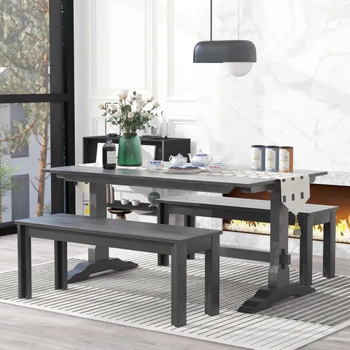 Miniatura 27 de JIVOIT Juego de mesa de comedor de 3 piezas con altura de mostrador, juego de comedor de madera maciza con 2 taburetes tapizados, mesa de comedor