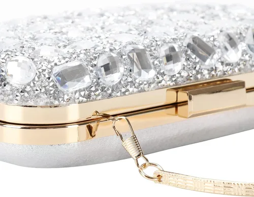 Miniatura 3 de Bolso de noche con lentejuelas brillantes y diamantes de imitación para mujer, bolso de hombro para boda, fiesta, baile de graduación