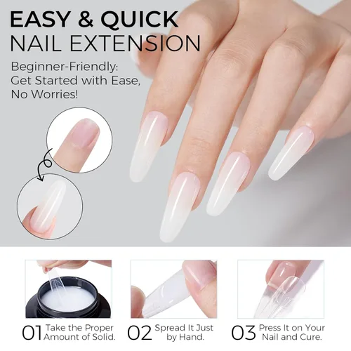 Miniatura 6 de TOMICCA Gel para esculpir uñas 3D para arte de uñas, 1.76 oz, gel no pegajoso para tallar a mano, gel de extensión de uñas UV LED, gel sólido Blanco