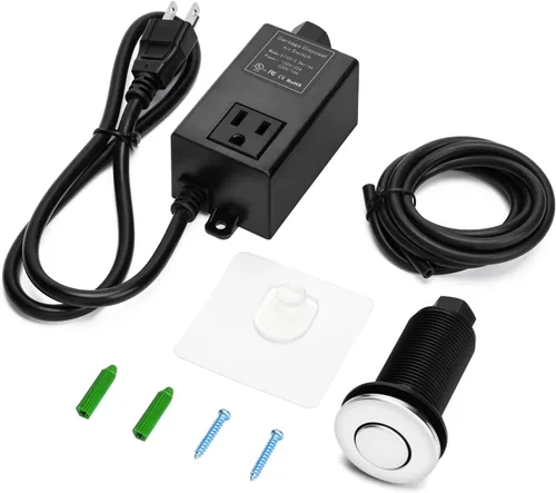 Kit de interruptor de aire para eliminación de basura con botón de aire largo pulido de acero inoxidable briidea Acero inoxidable pulido.