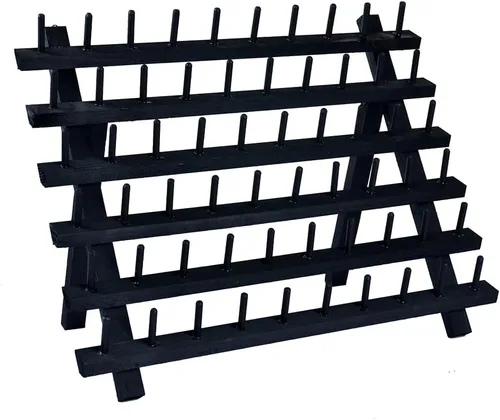 NW Colorido soporte de hilo de madera de 60 carretes para coser y bordar, estante de hilo organizador para coser con ganchos para colgar (negro)