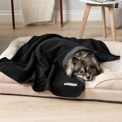Miniatura 8 de PetAmi Manta Impermeable para Mascotas Cama para Perros Funda de Sofá para Muebles, Reversible Lavable Forro Polar Suave Negro/gris