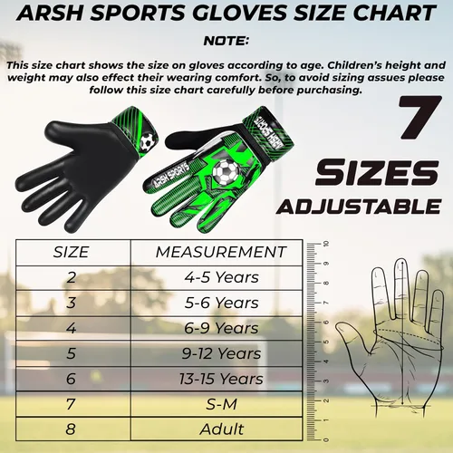 Miniatura 5 de Guantes de portero de fútbol para niños, guantes de portero para jóvenes niños y niñas con palma de látex de 4MM, antideslizantes, protección doble