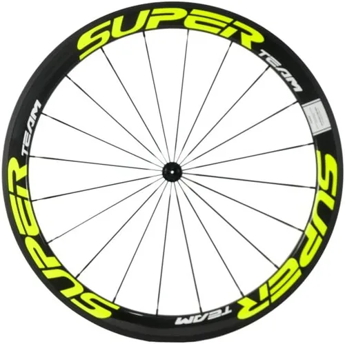Miniatura 3 de Superteam Ruedas de Bicicleta de Carretera de Fibra de Carbono 700C, Juego de Ruedas Clincher de 50mm, Mate de 23 de Ancho Amarillo fluorescente
