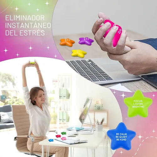 Miniatura 5 de SHQDD 100 pelotas antiestrés con forma de estrella a granel para adultos y niños - Citas motivacionales, juguetes de espuma suave para apretar