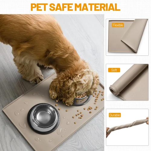 Miniatura 5 de Hubulk - Alfombrilla para alimentación de perros, 100% impermeable, silicona de grado alimenticio para bandeja de comida y agua para mascotas, apta