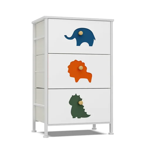 FRAPOW Cómoda para Niños para Dormitorio, Cómoda de Bebé con 3 Cajones de Tela, Organizador de Almacenamiento Alto para Niños Pequeños con