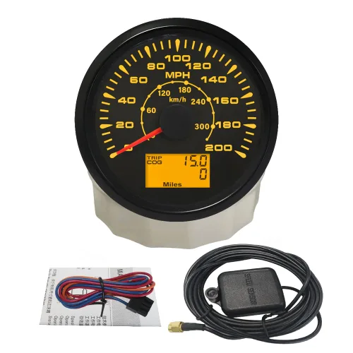 Miniatura 13 de ELING Velocímetro GPS para coche, motocicleta, barco con odómetro 0-80 mph, 0-120 km/h, para ATV, UTV, con 8 luces de fondo de 85 mm Negro+Negro