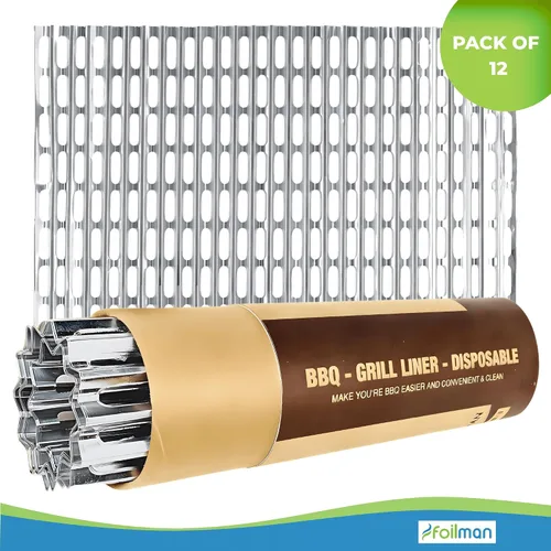 Miniatura 5 de Foilman Revestimientos de aluminio desechables de alta resistencia, hojas de cocina antiadherentes de 12 x 20 pulgadas para barbacoa, protegen