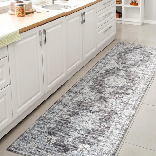 JONATHAN Y Bausch - Alfombra lavable a máquina de 2 x 8 pies, felpilla envejecida y bohemia para sala de estar, dormitorio, cocina, oficina, fácil