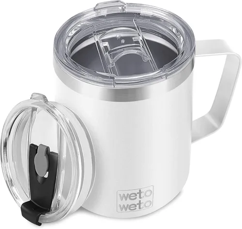 Miniatura 13 de WETOWETO Taza de café de 14 onzas, taza de campamento aislada al vacío con tapa, vaso de viaje de acero inoxidable de doble pared, taza de café