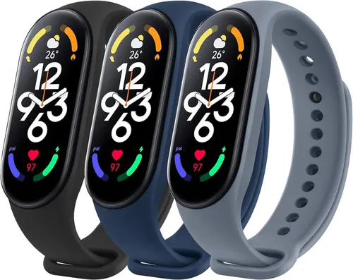Wanme Bandas compatibles con Xiaomi Mi Band 7 Correa de repuesto para mujeres y hombres, correa deportiva de silicona suave para Xiaomi Mi Band 7
