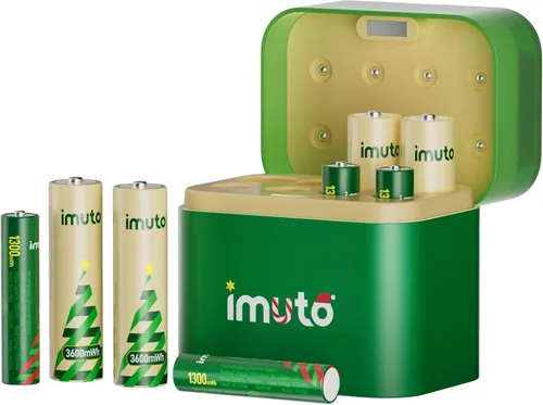 Miniatura 15 de imuto Baterías recargables AA, baterías de litio de 2500 mWh AA, paquete de 4, salida de 1.5 V 2 A, doble batería, vida útil de más de 1600 ciclos