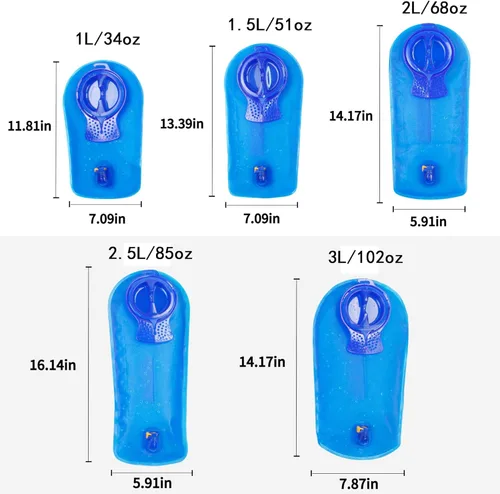 Miniatura 6 de Unigear Vejiga de hidratación, 1.5L/2L/2.5L/3L Hoja de agua sin BPA e inodoro para mochileros, ciclismo, senderismo y camping Azul con kit