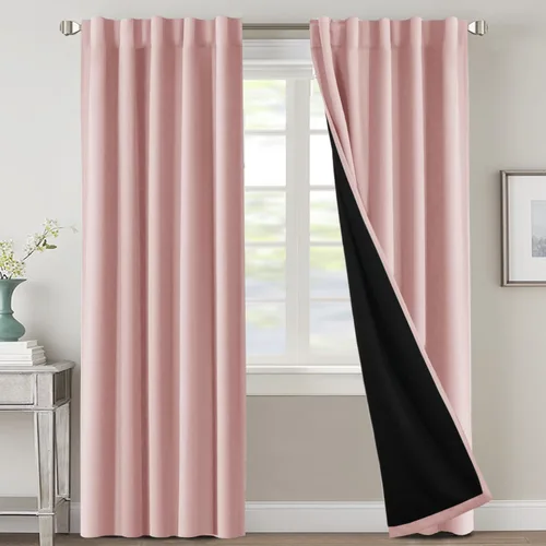 Miniatura 15 de H.VERSAILTEX Cortinas 100% opacas para dormitorio con forro negro, cortinas de oscurecimiento de habitación completa, con aislamiento térmico