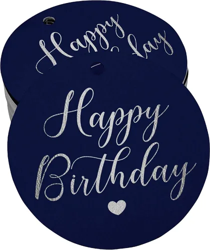 Miniatura 51 de Etiqueta de papel para colgar con texto en inglés «Happy Birthday» (50 unidades)