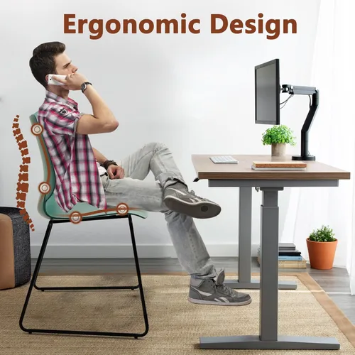 Miniatura 5 de KLASIKA Silla apilable para sala de espera, silla de oficina apilable con soporte lumbar ergonómico y patas de metal, sillas de escritorio