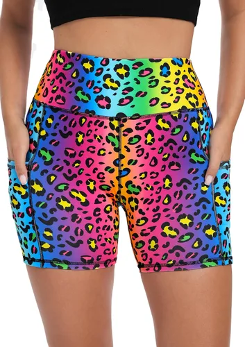 Miniatura 20 de AHLW Pantalones cortos de ciclismo suaves para mujer, con bolsillos, cintura alta, elásticos, cómodos, atléticos, para correr, yoga