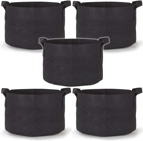 Miniatura 11 de 247Garden Paquete de 2 bolsas de cultivo de 200 galones/macetas de tela de aireación con asas (300 GSM, negro, 24A x 50D)