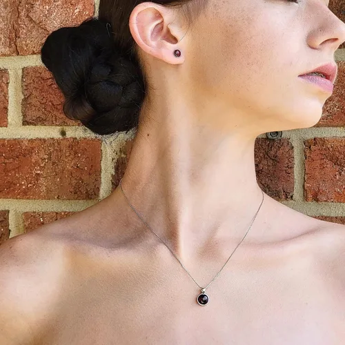 Miniatura 101 de Pendientes naturales de 0.236 in con chapado en oro blanco sobre plata de ley, bisel cabujón de piedras preciosas regalo de joyería para ella