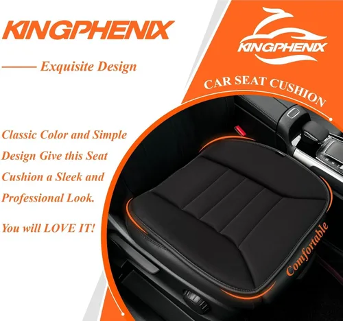 Miniatura 9 de kingphenix Cojín de asiento de coche con espuma viscoelástica de 1.2 pulgadas, cojín de asiento para coche y silla de oficina (negro)