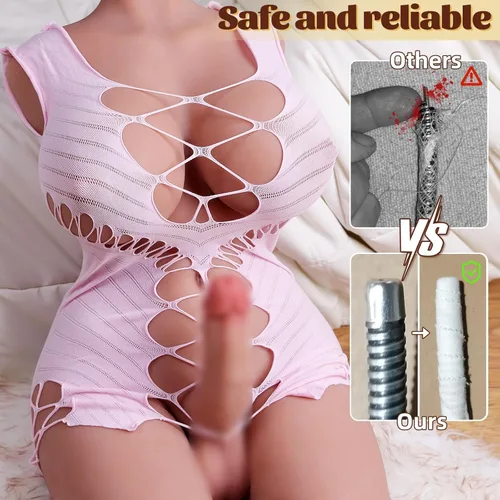 Miniatura 5 de Muñeca sexual transexual Torso masturbadores masculinos con pechos grandes y consolador enorme, muñeca sexual de tamaño completo con polla dura