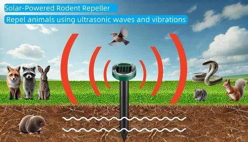 Miniatura 4 de Repelente ultrasónico de topos con energía solar, disuasorio de roedores al aire libre, impermeable, ahorro de energía, repelente eficaz de topos