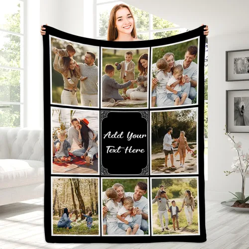 Miniatura 7 de Magimagine Mantas personalizadas con imágenes de texto para regalos de novio, manta de fotos personalizada para familiares y amigos para Navidad