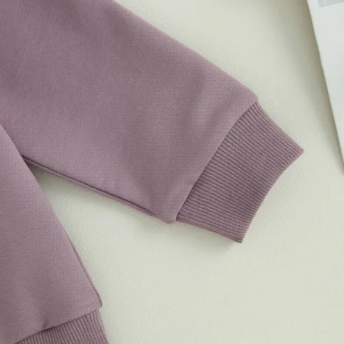 Miniatura 58 de Conjunto de 2 piezas de ropa de otoño para bebé y niña, sudadera de manga larga con cuello redondo y pantalones deportivos, conjunto de traje