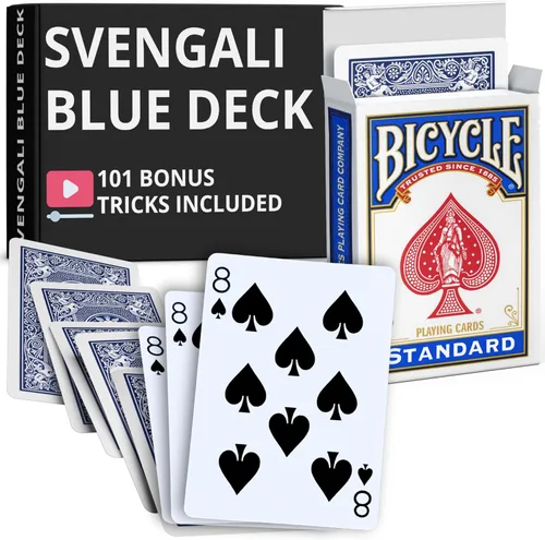 Miniatura 46 de Ted's Sterling Magic Precision Blue Rider Back Bicicleta Svengali Deck con instrucciones para más de 100 trucos (2 de clubes)