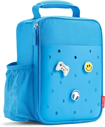 Miniatura 16 de Fit & Fresh Lonchera personalizable con dije para niños y niñas, lonchera infantil de fútbol con 6 dijes deportivos, bolsa de almuerzo reutilizable