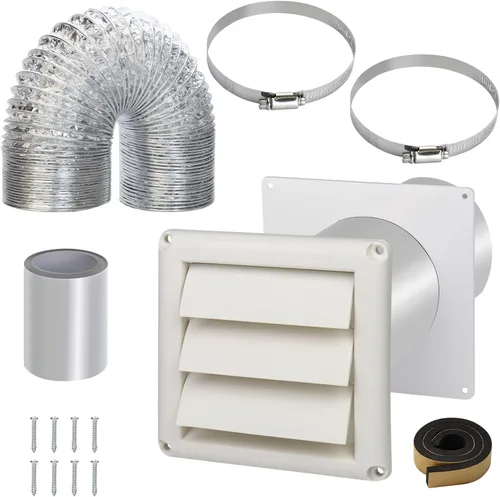 Miniatura 9 de Kit de ventilación de secadora a través de la pared con manguera/conducto conector/placa de pared, kit de conector de manguera de ventilación