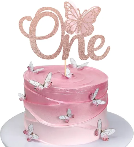 Miniatura 9 de Rsstarxi 1 paquete de decoración de pastel de mariposa Oh Baby con purpurina para baby shower, decoración de pastel de mariposa para revelación