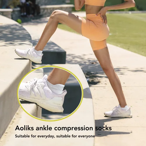 Miniatura 8 de 5 pares de calcetines de compresión de cobre para mujeres y hombres, calcetines de tobillo para fascitis plantar con soporte de arco para atletismo