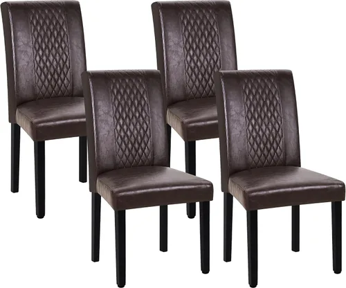 Miniatura 11 de VECELO Juego de 2 sillas de comedor, patas de madera tapizadas de tela con respaldo alto para cocina, sala de estar, color beige