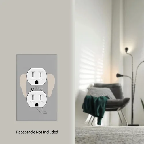 Miniatura 6 de Cubierta de interruptor de luz dúplex de elefante de dibujos animados de 1 banda, cubiertas de enchufe, placa frontal decorativa para receptáculo