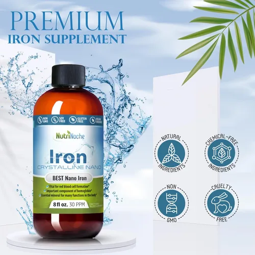 Miniatura 3 de Suplemento de hierro líquido para mujeres, gotas de hierro sublinguales de alta potencia, líquido vegano, sabor insípido, suplemento premium