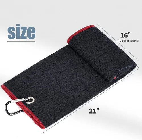 Miniatura 4 de Mile High Life Premium Waffle-Weave Golf Towel 16" X 24" Extra Absorbent & Quick-Dry Ultra-Soft Microfiber Carabiner Clip Multi