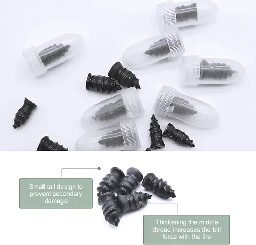 Miniatura 4 de 30 clavos de goma para reparación de neumáticos, kit de tornillos de reparación de tapones de neumáticos al vacío, herramienta de reparación rápida