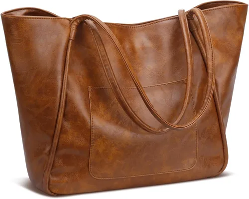 Miniatura 8 de Bolso grande de mano para mujer con cierre de trabajo, cartera de cuero para viajes y bolsos de KKXIU