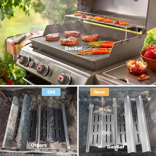 Miniatura 6 de GasSaf Barras aromatizantes de parrilla 17.5, deflector de calor para Weber Genesis Parts 310, barra de sabor para Weber Genesis 300 310 320 330